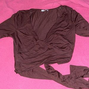 Brown Wrap Top